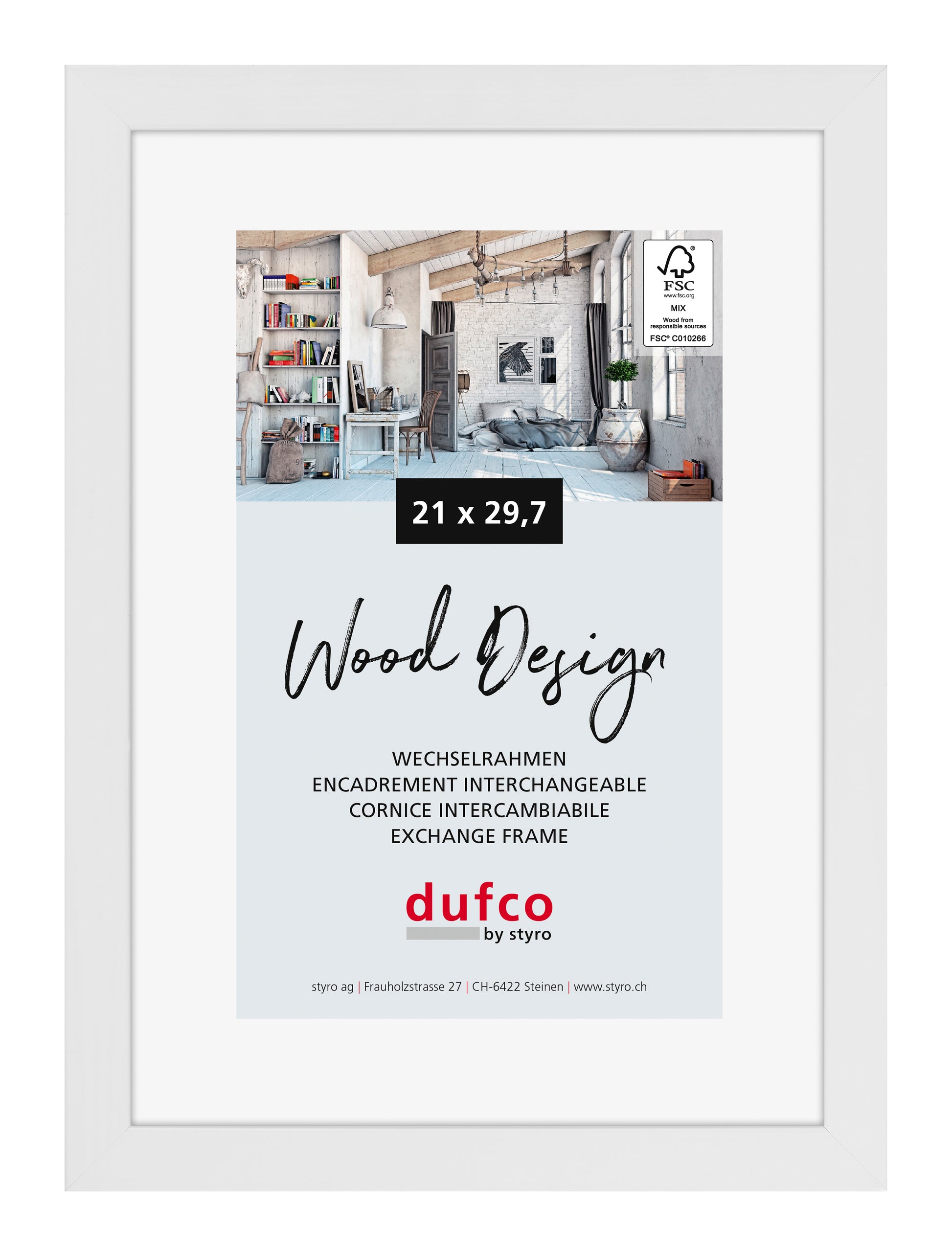 DUFCO Holz-Bilderrahmen 21x29.7cm 1610.80589 Toronto weiss