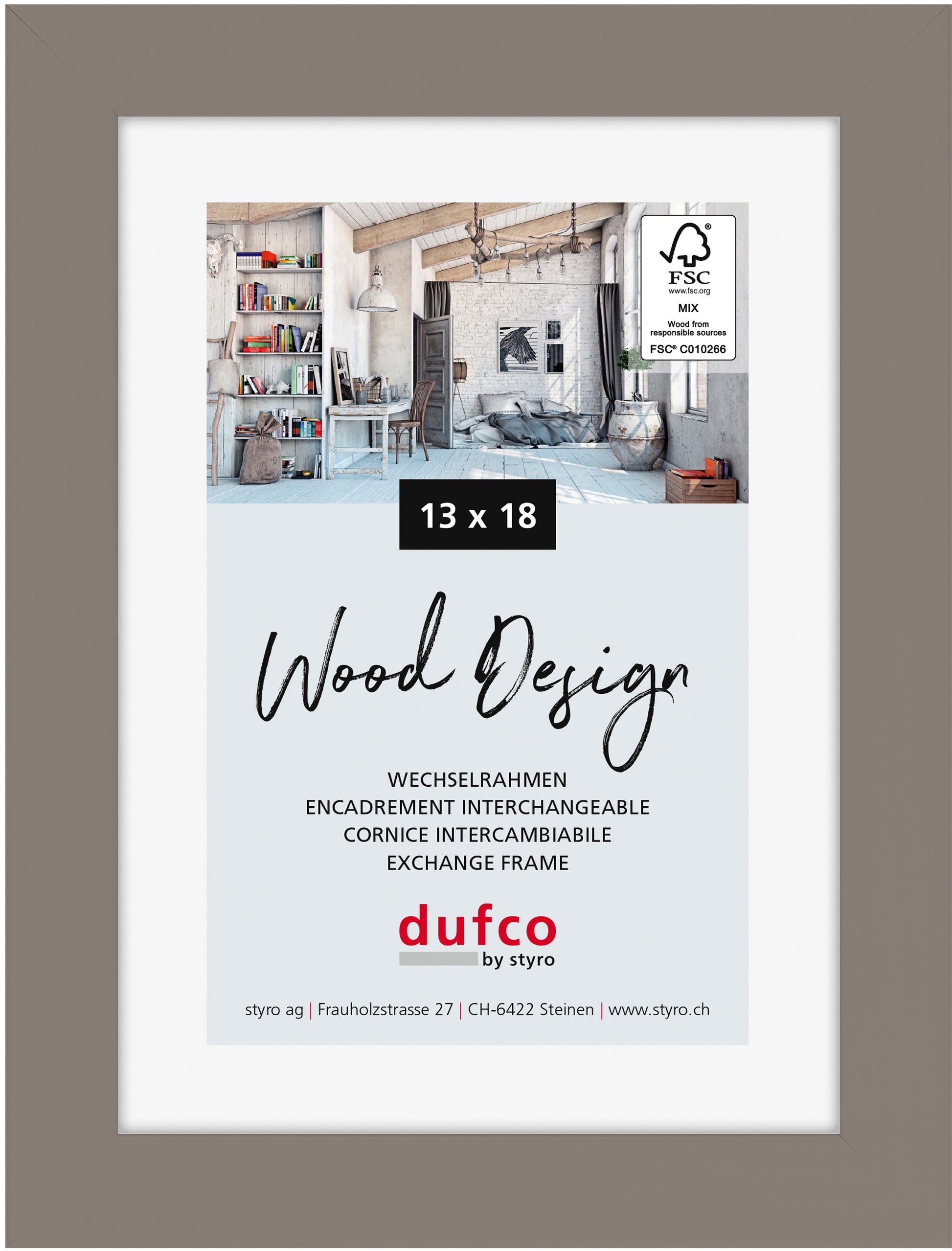 DUFCO Holz-Bilderrahmen 13x18cm 1610.80661 Toronto grau