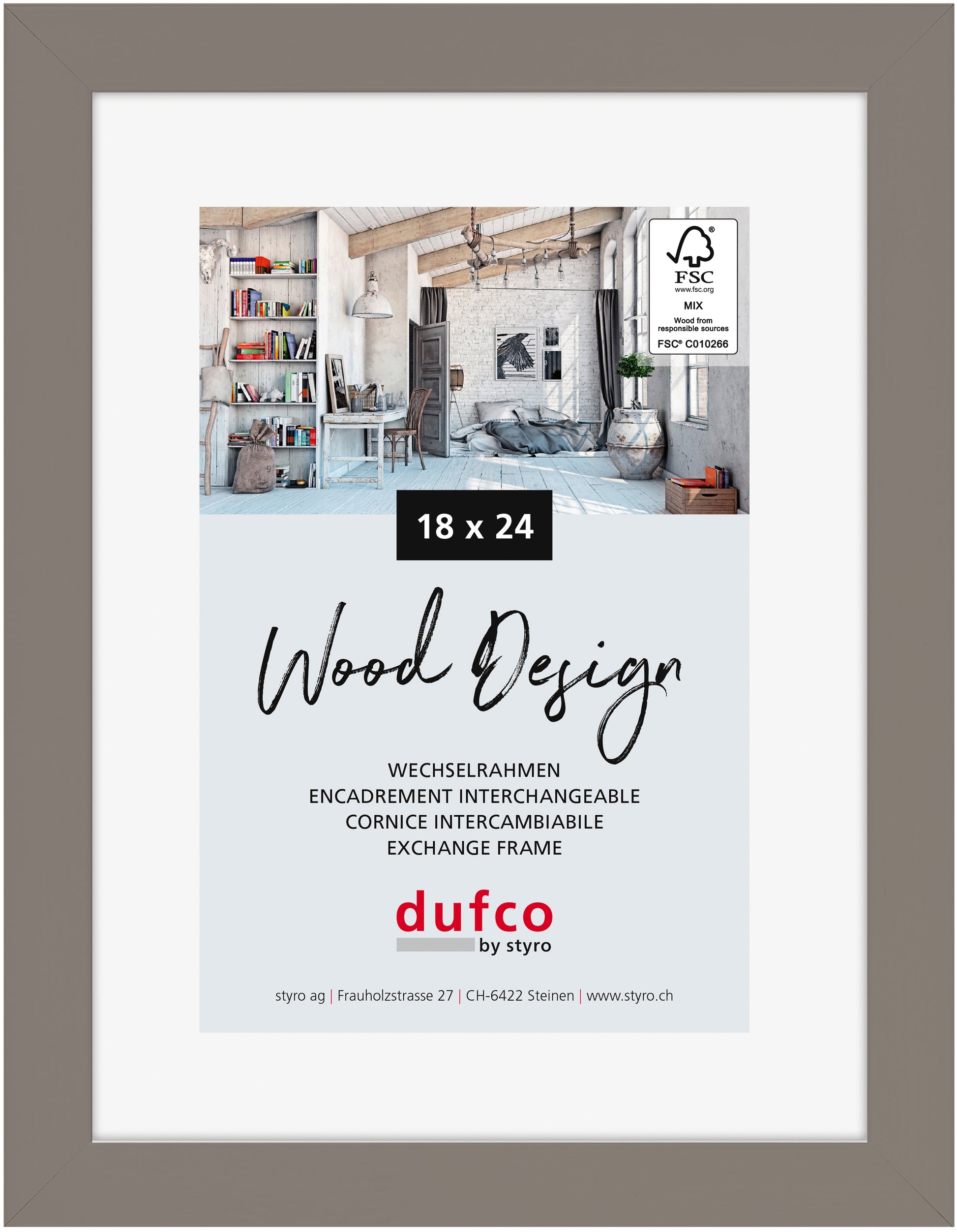 DUFCO Holz-Bilderrahmen 18x24cm 1610.80662 Toronto grau