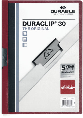 DURABLE Klemmhefter DURACLIP 30 220031 für 30 Blatt A4 dunkelrot