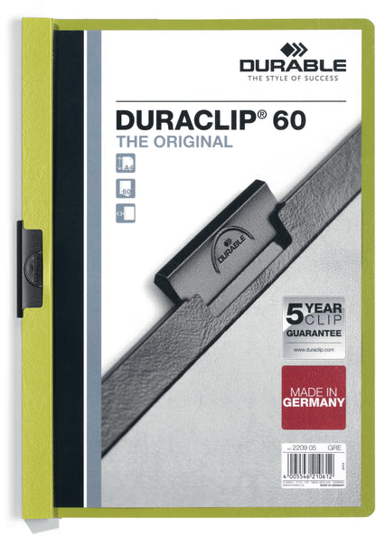 DURABLE Klemmhefter DURACLIP 60 220905 für 60 Blatt A4 grün