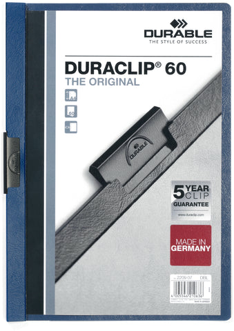 DURABLE Klemmhefter DURACLIP 60 220907 für 60 Blatt A4 dunkelblau