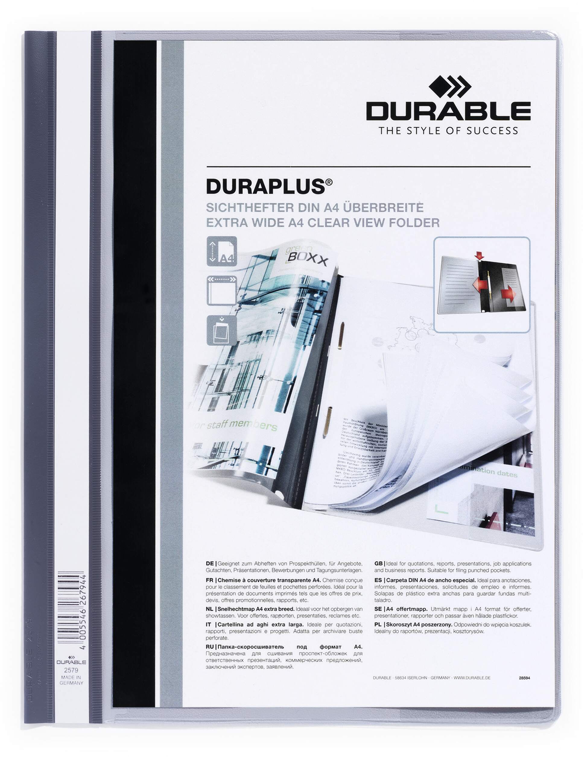 DURABLE Angebotshefter DURAPLUS 257910 für 100 Blatt A4 grau