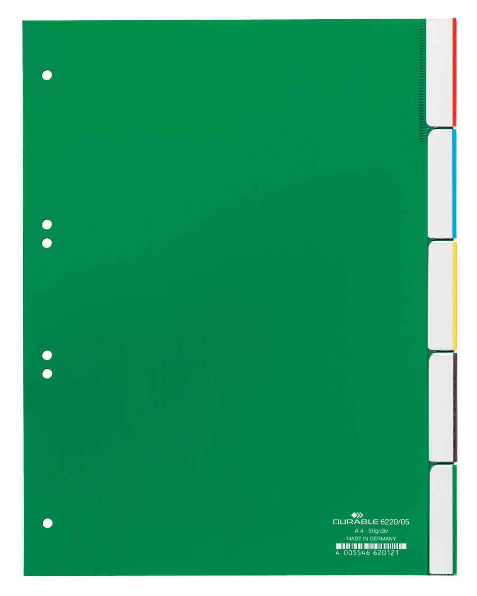 DURABLE Register grün A4 622005 5-teilig, blanko