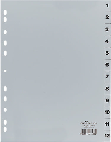 DURABLE Register PP A4 651210 grau 1-12