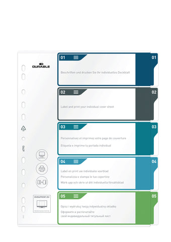 DURABLE Register PP A4+ 679327 mehrfarbig 1-5