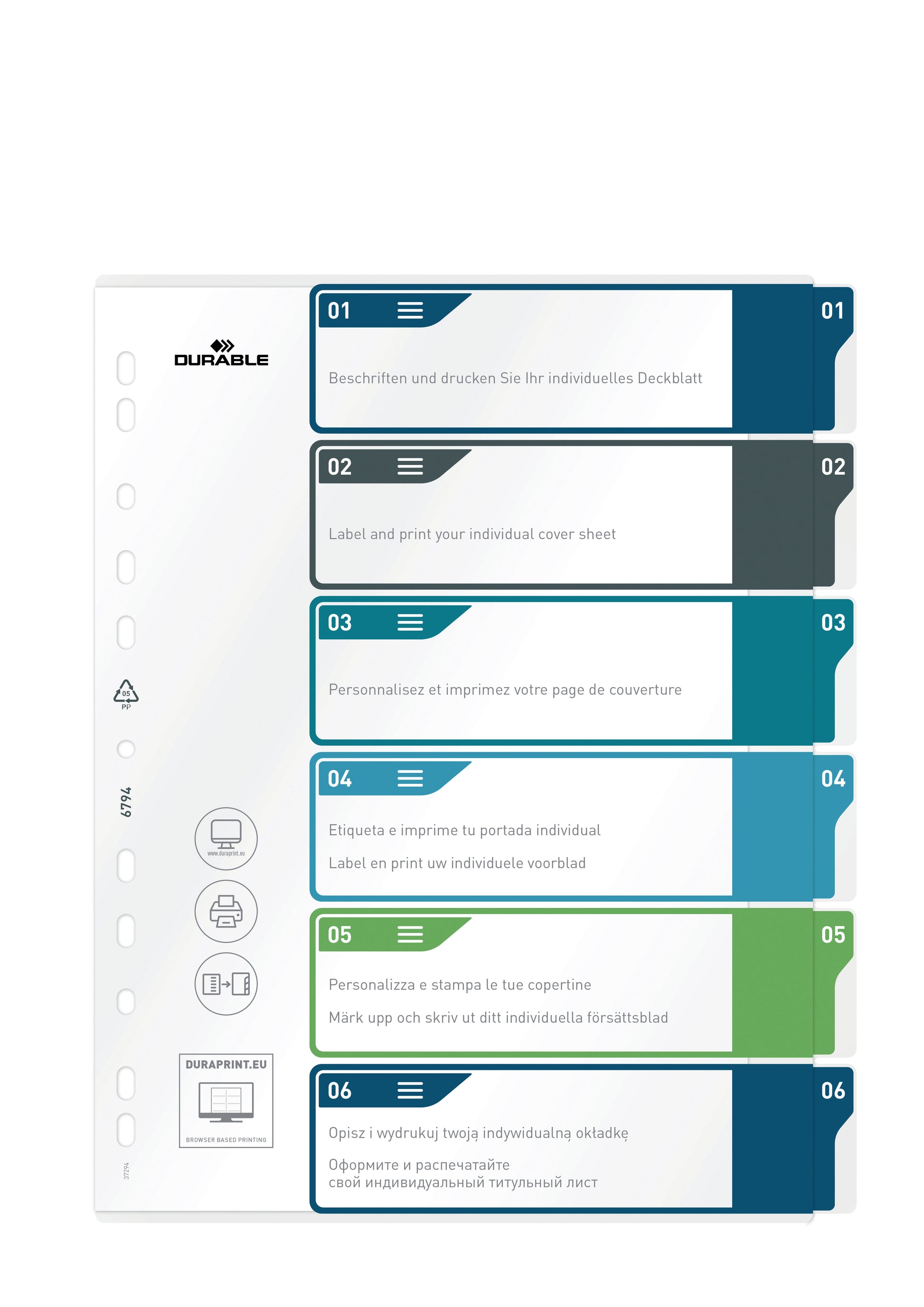 DURABLE Register PP A4+ 679427 mehrfarbig 1-6