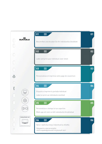 DURABLE Register PP A4+ 679427 mehrfarbig 1-6