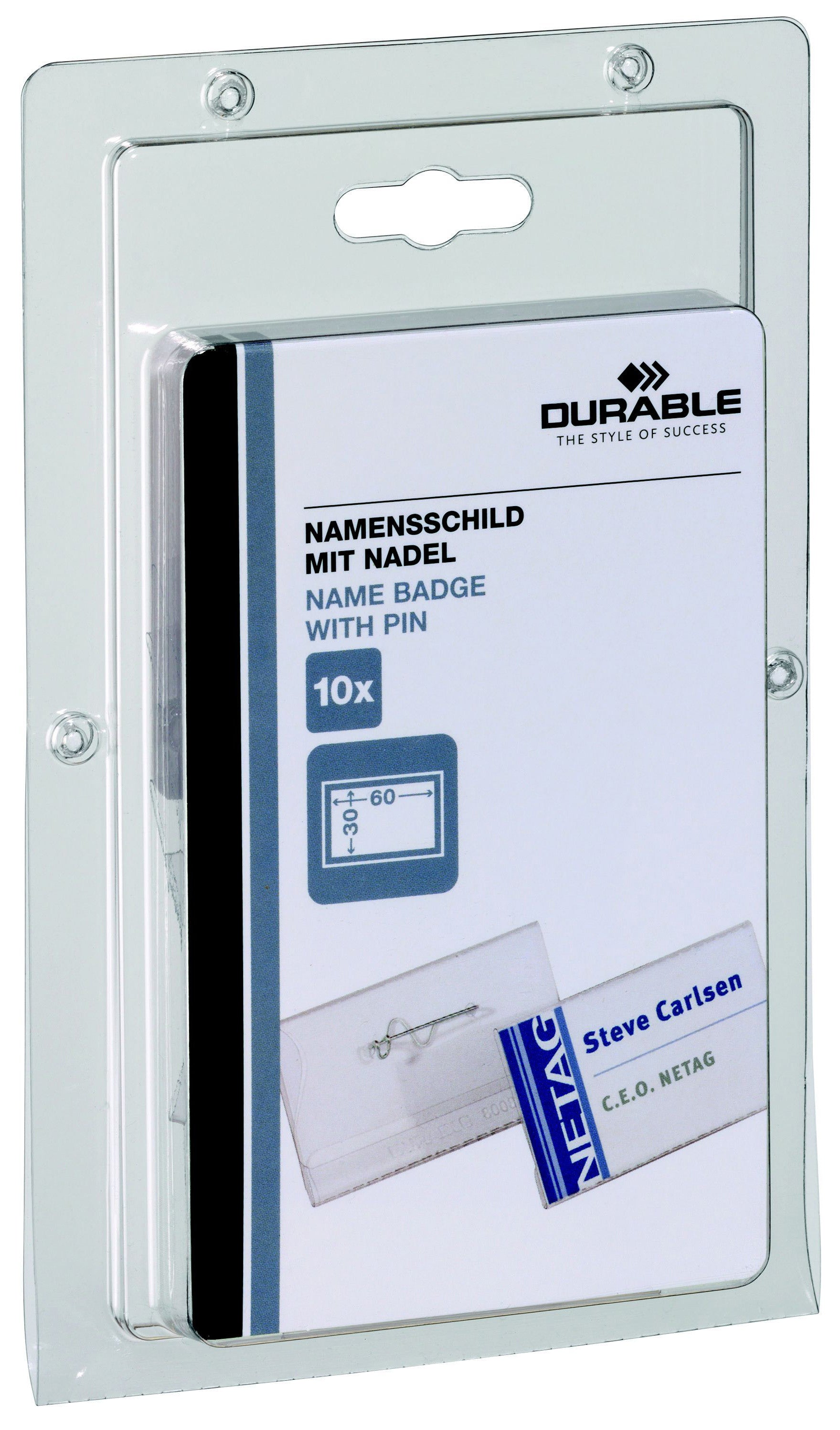 DURABLE Namensschild 860619 30x60mm 10 Stück