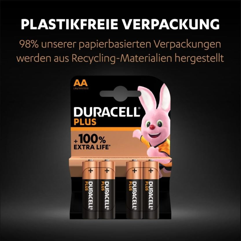 DURACELL Batterie Plus Power MN1500 AA, LR6, 1.5V 4 Stück