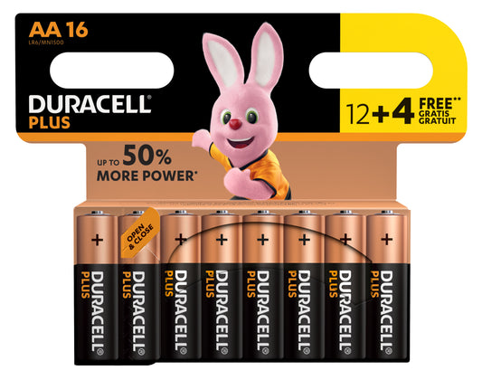 DURACELL Batterie Plus Power MN1500 AA, LR6, 1.5V 16 Stück