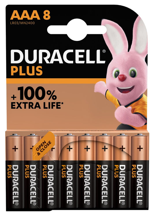 DURACELL Batterie Plus Power MN2400 AAA, LR03, 1.5V 8 Stück