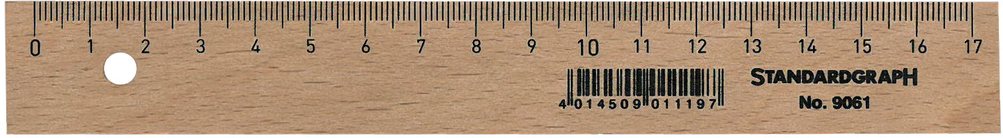 DUX Holzlineal 17cm 9061 unlackiert