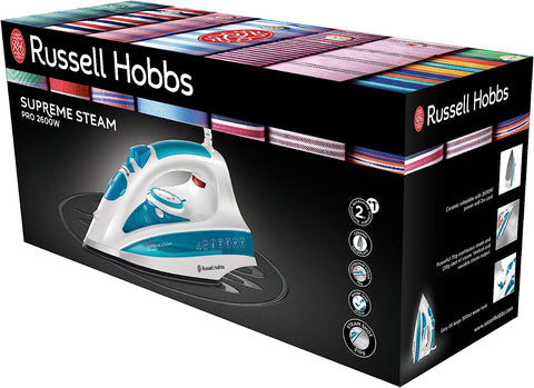 Russell Hobbs Bügeleisen [kabellos mit Basisstation] Supreme Steam Cordless (2400W, 135 g-min Extra-Dampfstoß, 300 ml, Keramik-Bügelsohle