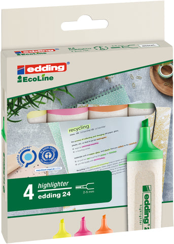 EDDING EcoLine Textmarker 24 2-5mm 24-E4 4-farbig