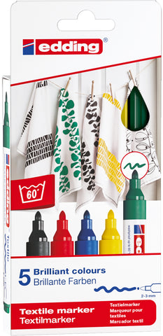 EDDING Textilmarker 4500 3948 Basic Color 5 Stück