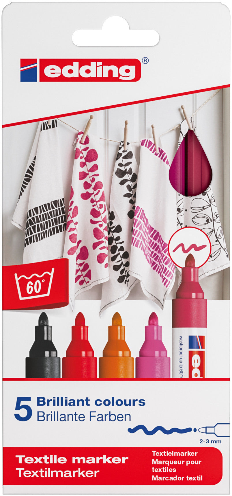 EDDING Textilmarker 4500 3949 Warm Color 5 Stück