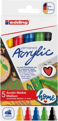 EDDING Acrylmarker 5100 2-3mm 5100-E5-basi basic, ass. 5 Stück