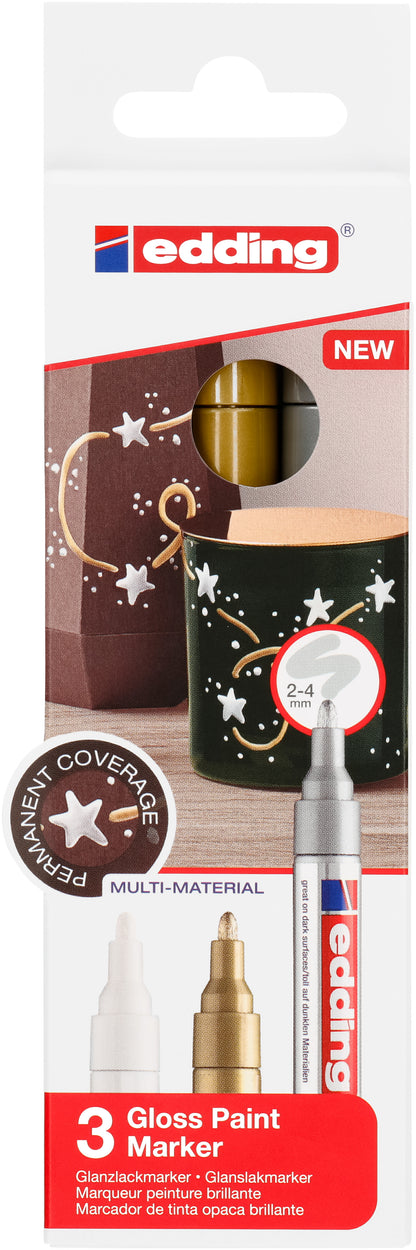 EDDING Paintmarker 750 2-4mm 750-E3-met gold/silver/white 3 Stück