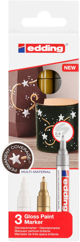 EDDING Paintmarker 750 2-4mm 750-E3-met gold/silver/white 3 Stück