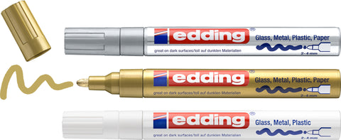 EDDING Paintmarker 750 2-4mm 750-E3-met gold/silver/white 3 Stück