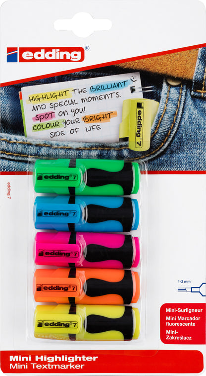 EDDING Textmarker Mini 1-3mm 7BLI-99 5 Farben ass.