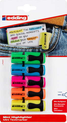EDDING Textmarker Mini 1-3mm 7BLI-99 5 Farben ass.