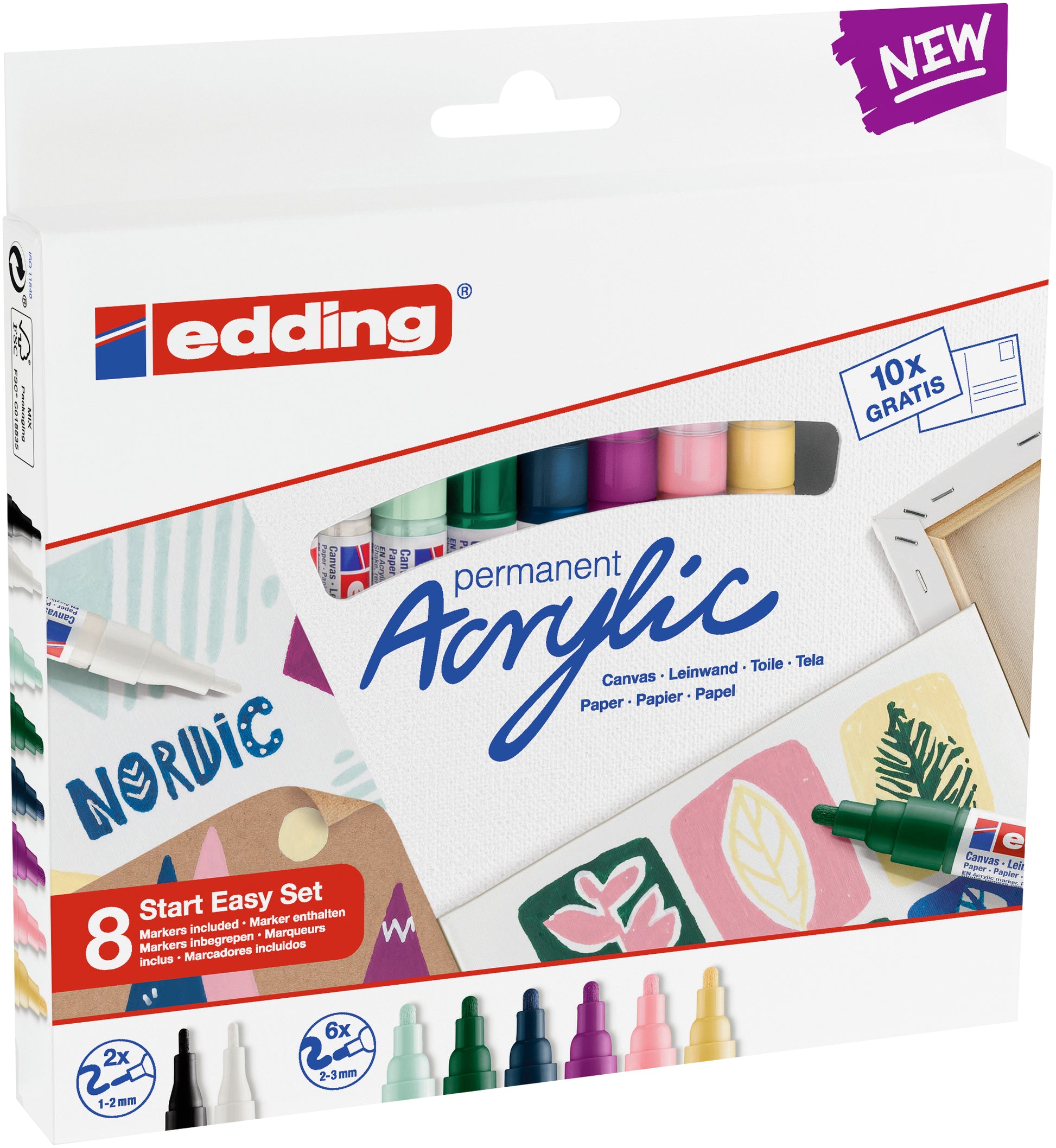 EDDING Acrylmarker acrylic-8s Kreativset nordic 8 Stück