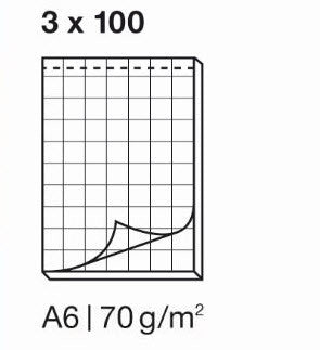 ELCO Notizblock kariert 4mm A6 74432.17 weiss, 70gm2 3x100 Blatt