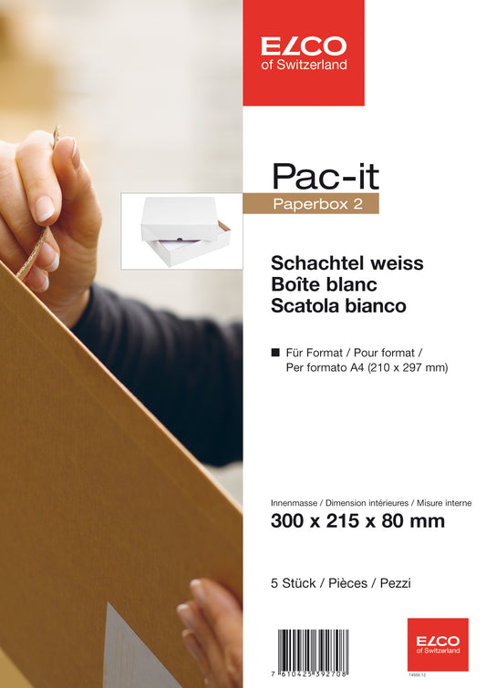 ELCO Paperbox Pac-it 300x215x80mm 74566.12 weiss 5 Stück