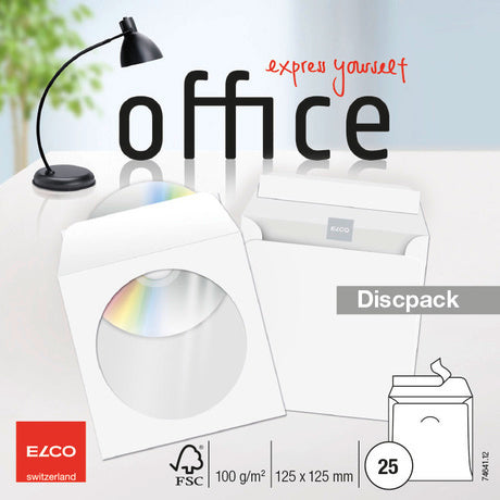 ELCO CD Discpack FSC 125x125mm 74641.12 weiss, 100g, Kleber 25 Stück