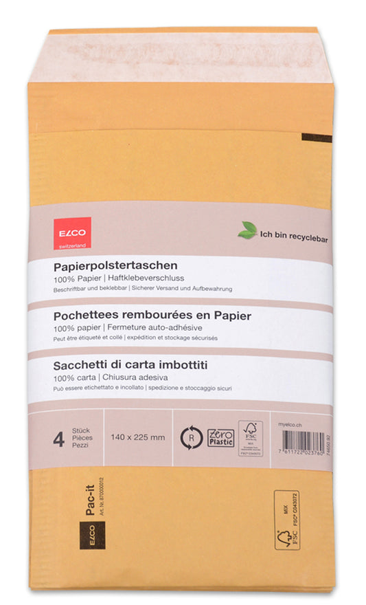 ELCO Papierpolstertasche 140x225mm 74650.92 braun 4 Stück