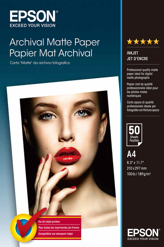 EPSON Archival Matt Paper A4 S041342 InkJet 189g 50 Blatt