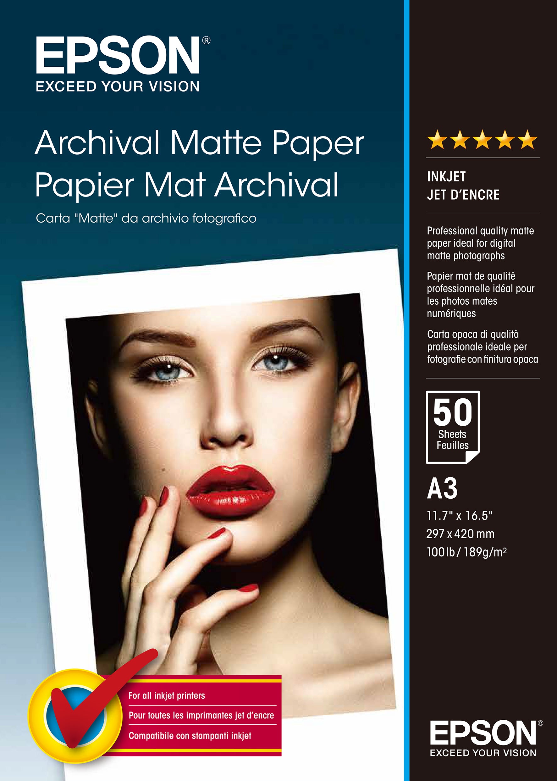 EPSON Archival Matt Paper A3 S041344 InkJet 189g 50 Blatt