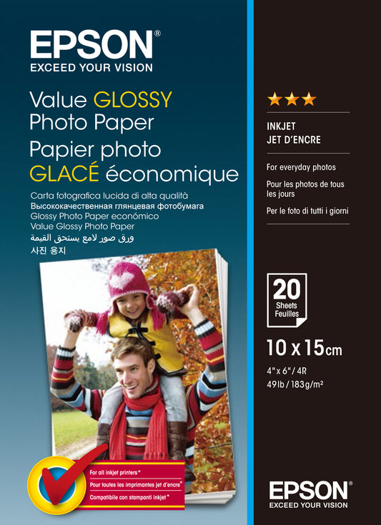 EPSON Value Photo Paper 10x15cm S400037 InkJet 183g 20 Blatt