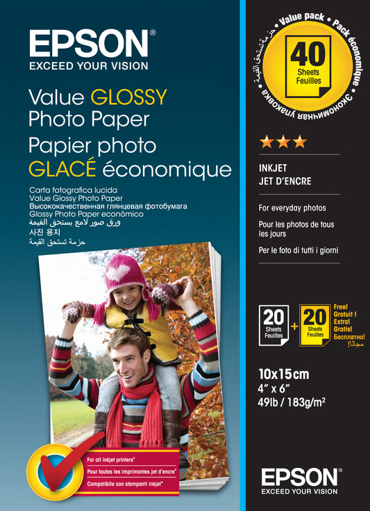 EPSON Value Photo Paper 10x15cm S400044 InkJet 183g 2x20 Blatt