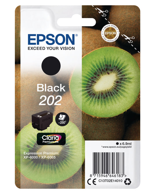 EPSON Tintenpatrone 202 schwarz T02E140 XP-6000/6005 250 Seiten