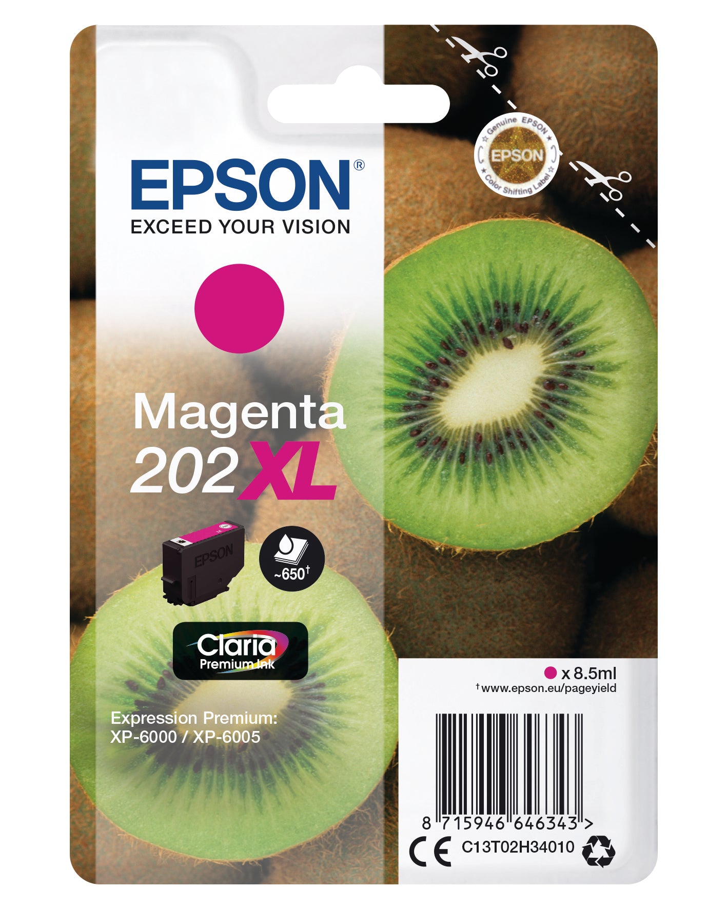 EPSON Tintenpatrone 202XL magenta T02H340 XP-6000/6005 650 Seiten