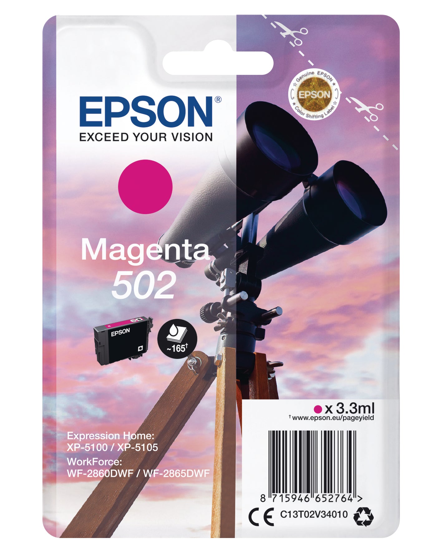 EPSON Tintenpatrone 502 magenta T02V340 WF-2860/XP-5100 160 Seiten