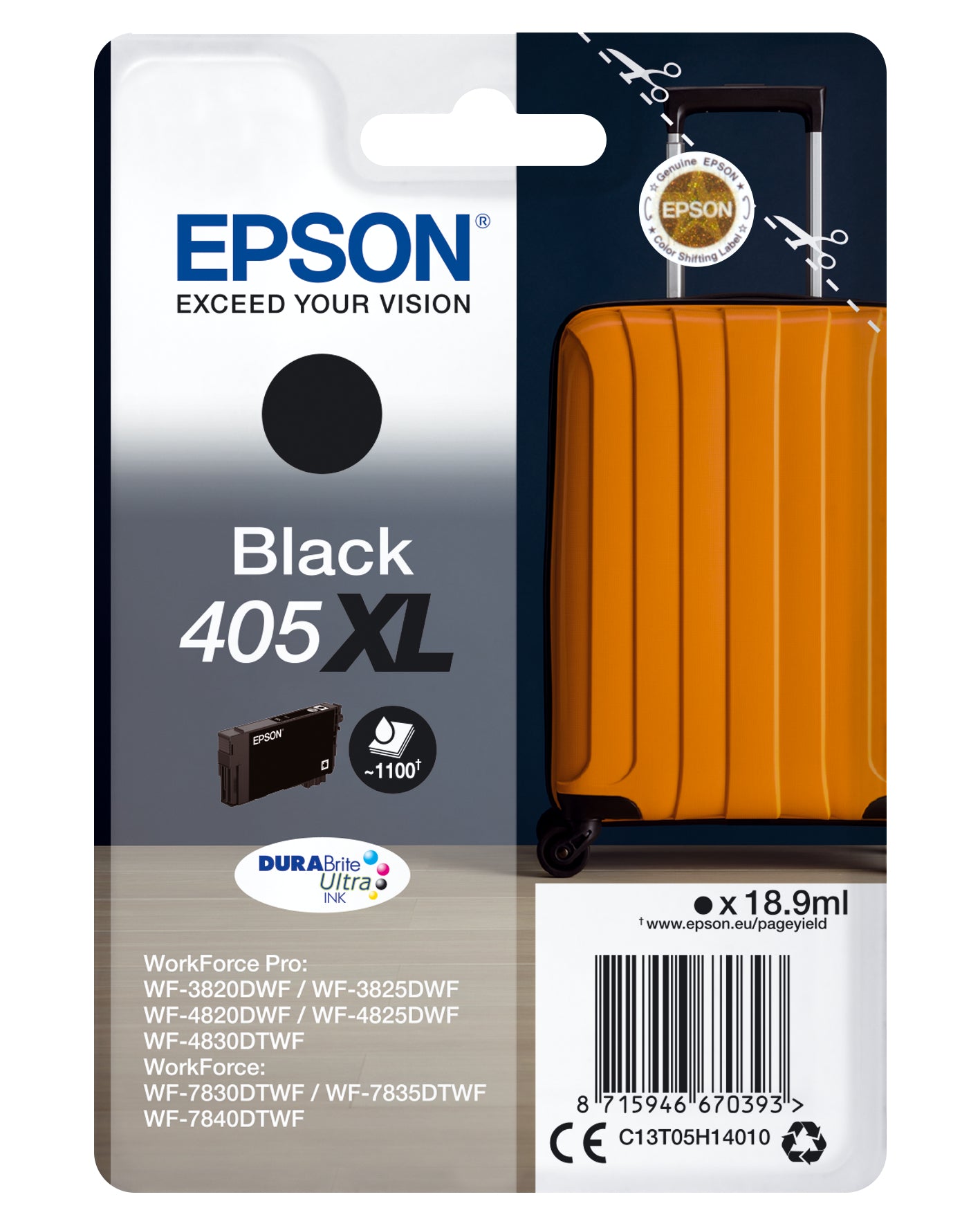 EPSON Tintenpatrone 405XL schwarz T05H14010 WF-7830DTWF 1100 Seiten