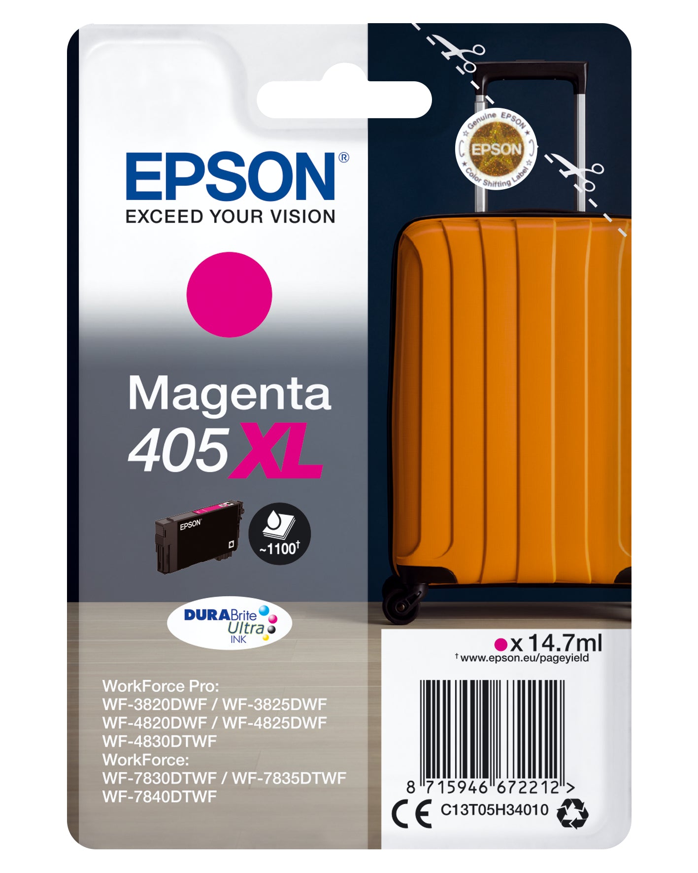 EPSON Tintenpatrone 405XL magenta T05H34010 WF-7830DTWF 1100 Seiten