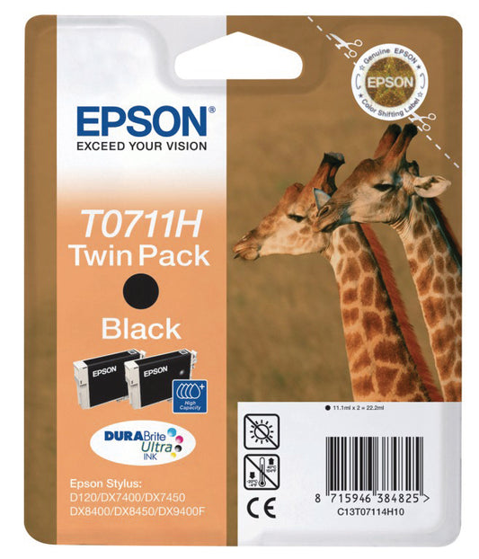 EPSON Tintenpatrone HY schwarz T071140H10 Stylus D120 2 Stück