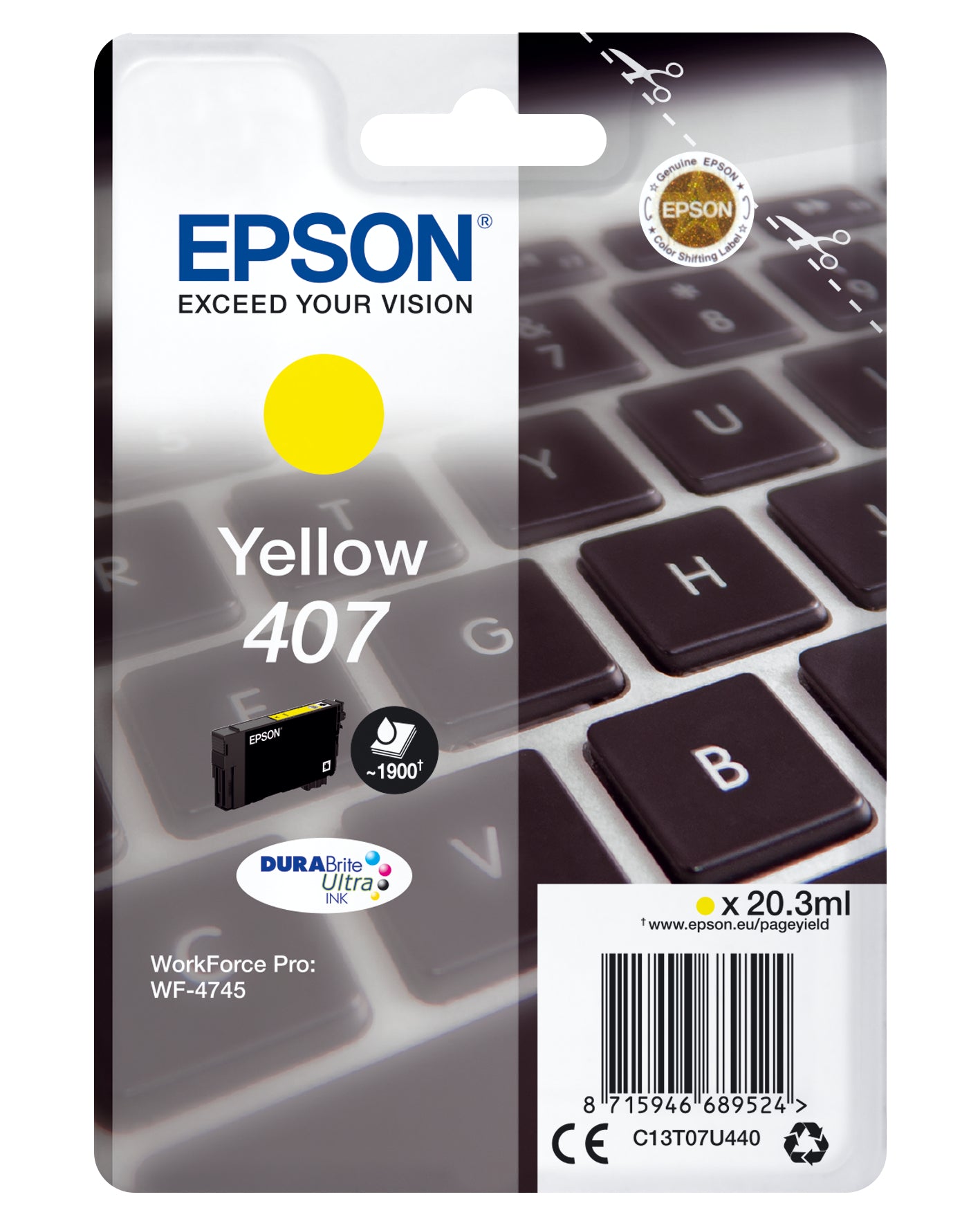 EPSON Tintenpatrone L yellow T07U440 WF-4745 1900 Seiten