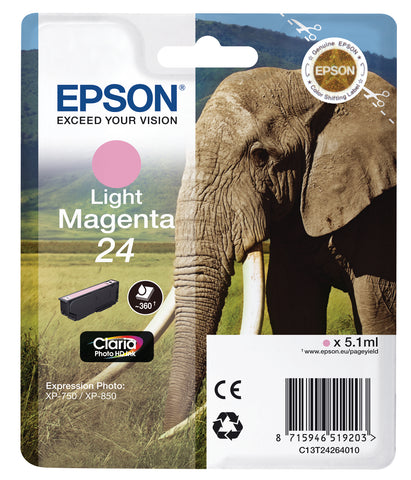 EPSON Tintenpatrone light magenta T242640 XP 750/850 360 Seiten