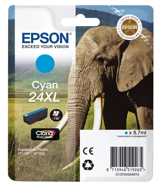 EPSON Tintenpatrone 24XL cyan T243240 XP 750/850 500 Seiten