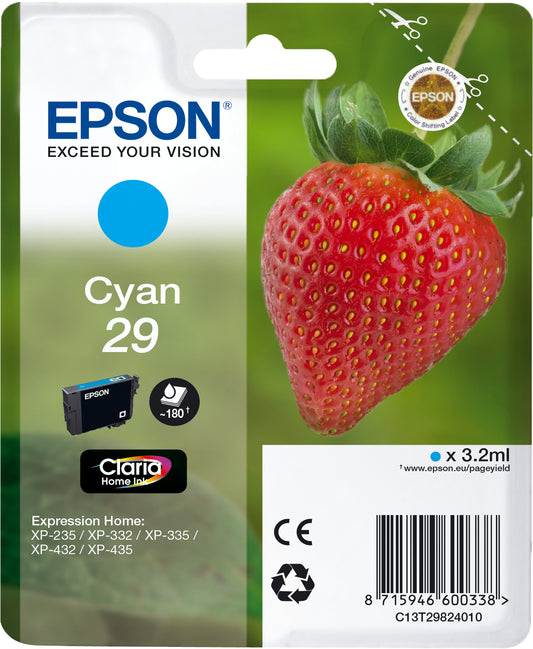 EPSON Tintenpatrone cyan T298240 XP-235/335/435 180 Seiten