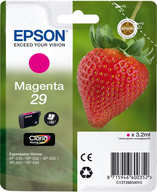 EPSON Tintenpatrone magenta T298340 XP-235/335/435 180 Seiten