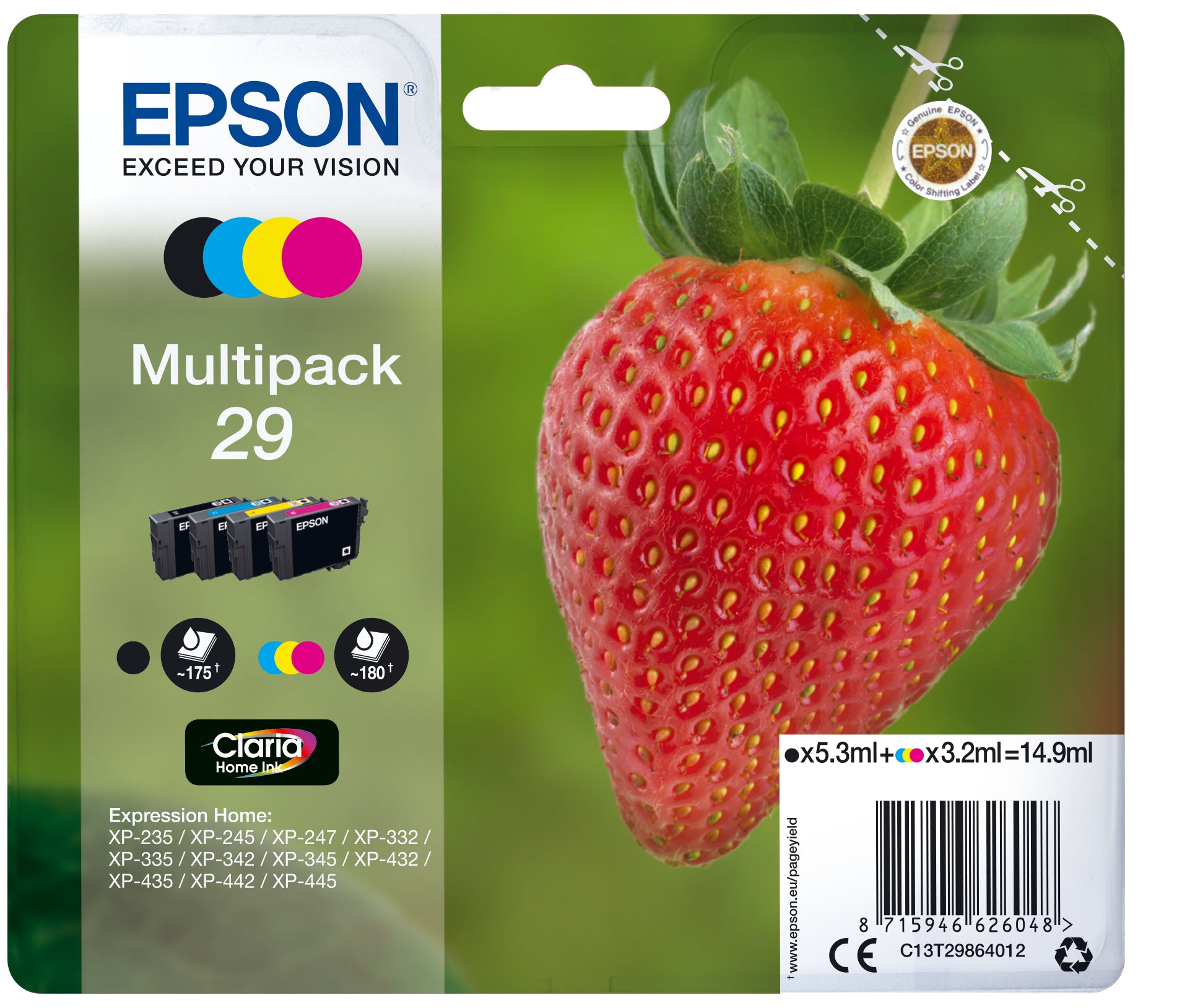 EPSON Multipack Tinte CMYBK T298640 XP-235/335/435 4-color