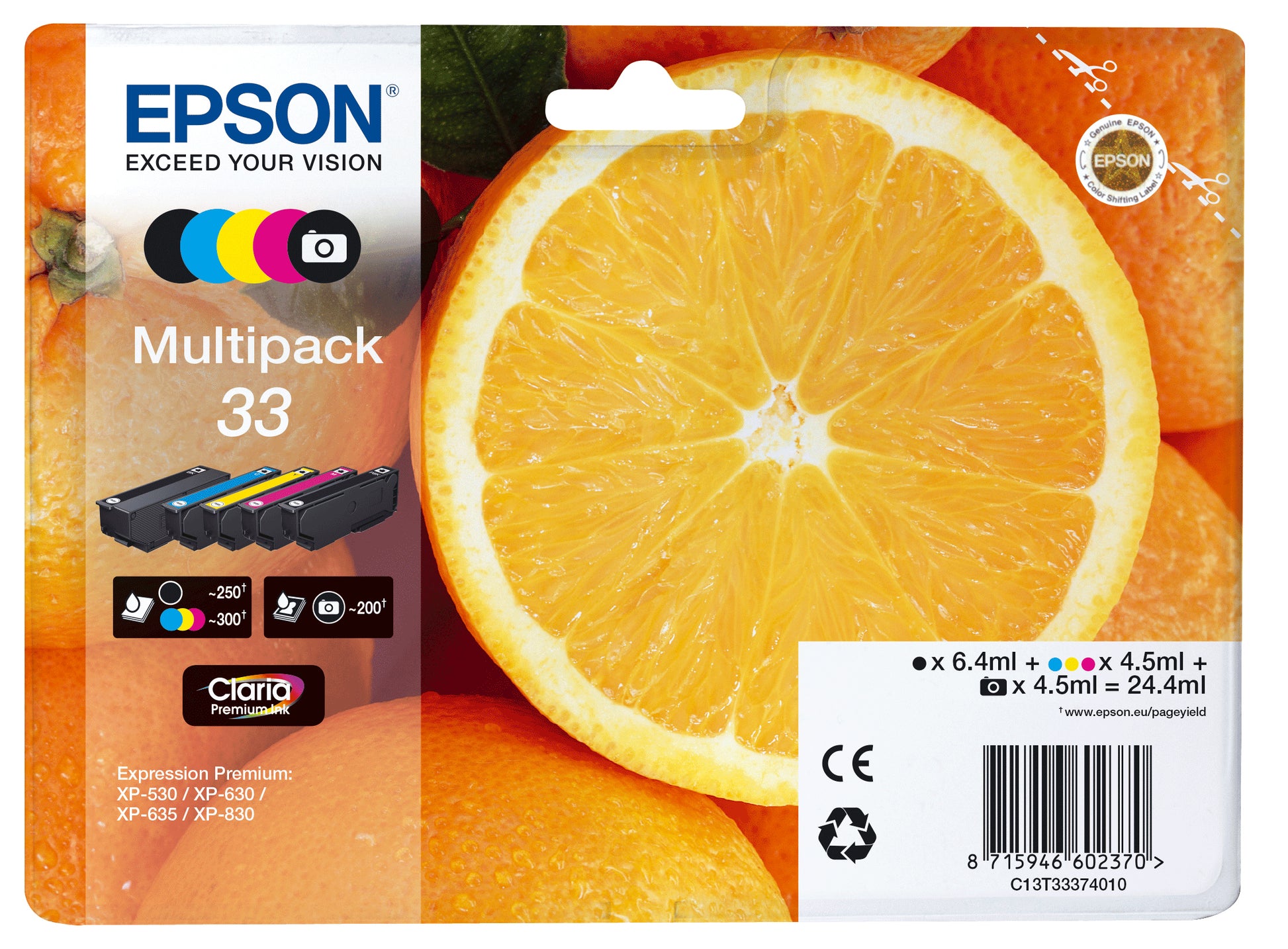 EPSON Multipack Tinte CMYBK/PhBK T333740 XP-530/630/830 5-color