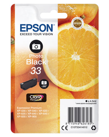 EPSON Tintenpatrone photo schwarz T334140 XP-530/630/830 200 Seiten